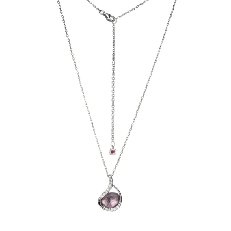 Clear crystal necklaces-Elle "Treasure" White Crystal and Amethyst Pendant Necklace