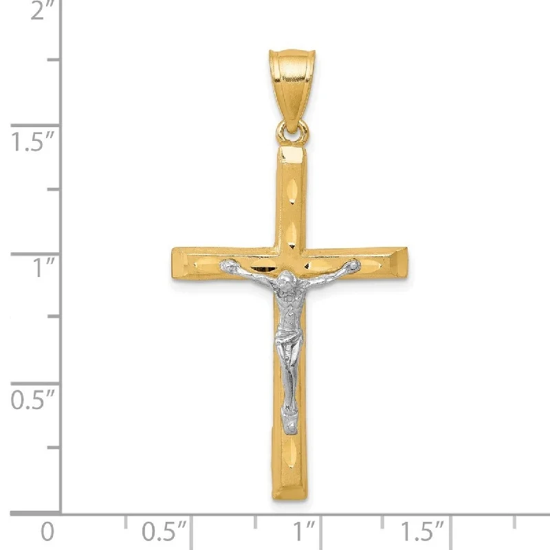 Simple cross necklaces-Curata 10k Yellow Gold Rhodium 18" Sparkle Cut Crucifix Pendant Necklace