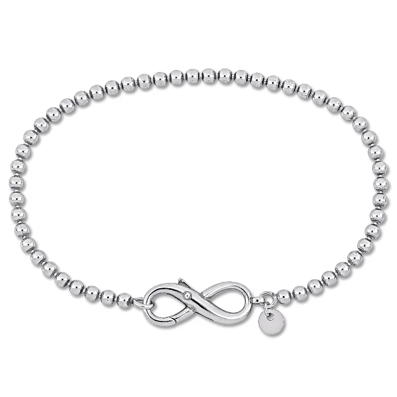 Agate bead bangles-Miadora Ball Link Bracelet with Infinity Clasp in Sterling Silver