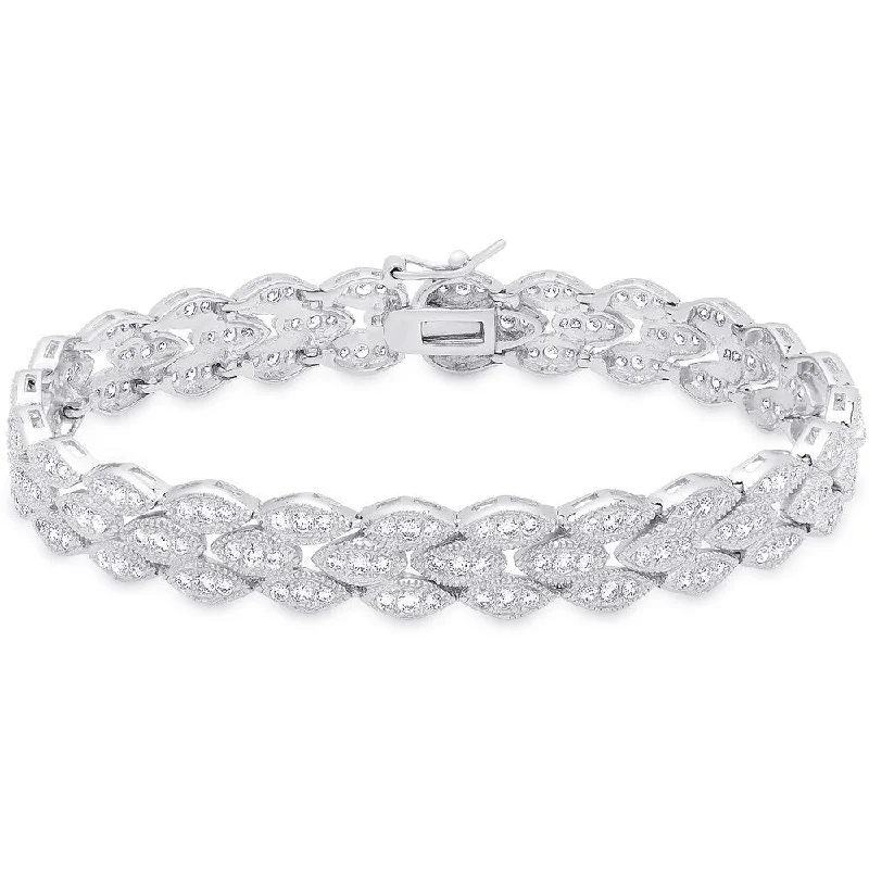 Fused metal bangles-Dolce Giavonna Sterling Silver Cubic Zirconia Bracelet