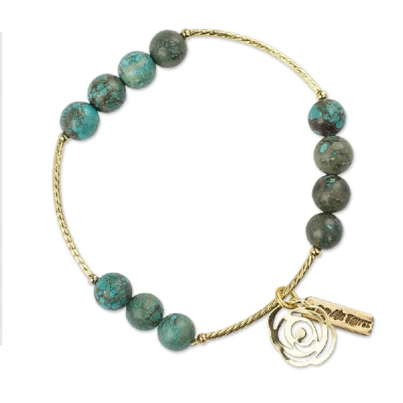 Faith charm bangles-Handmade Gold Overlay 'Rose of the Valley' Turquoise Bracelet (Mexico)