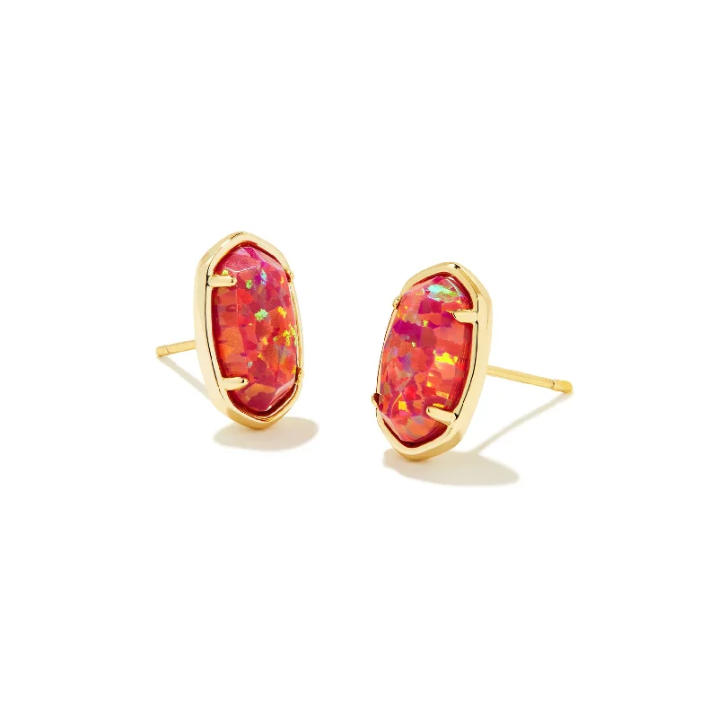 Braided cord earrings-Kendra Scott | Grayson Gold Stud Earrings in Berry Kyocera Opal