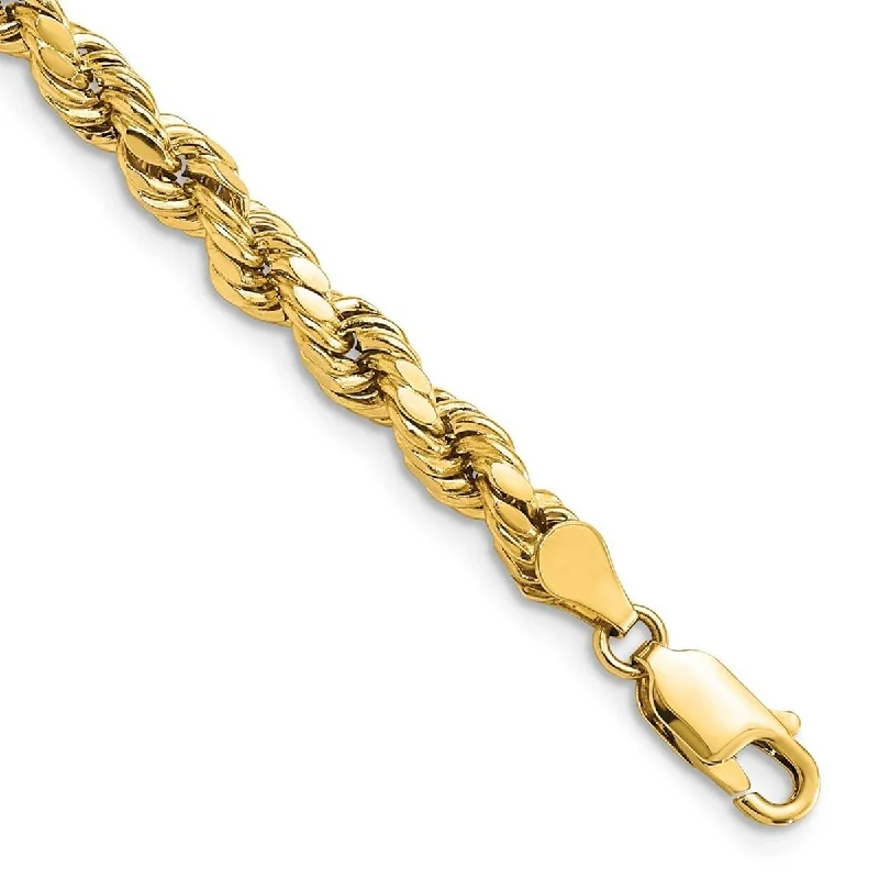 Radiant star bangles-Curata 14k Gold 4.9mm Semi solid Sparkle Cut Rope Chain Bracelet