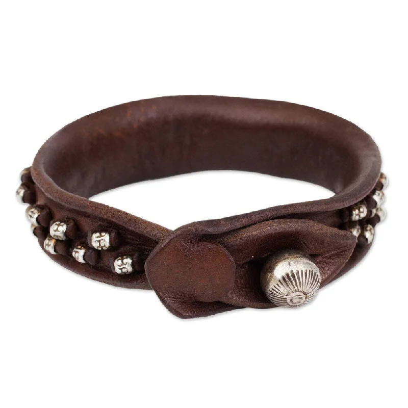 Tiny star bangles-Handmade Bohemian Burnished Leather Bracelet (Thailand)