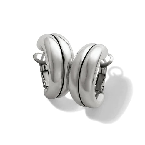 Flat coin earrings-Brighton | Pretty Tough Groove Leverback Hoop in Silver Tone