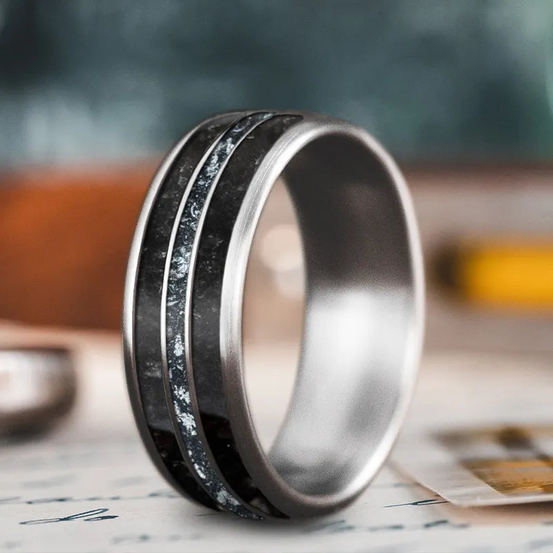 High band rings-Custom Design - 3-Inlay Narrow Center Ring e2-r87fuWt5gSHwSshiJHkOK