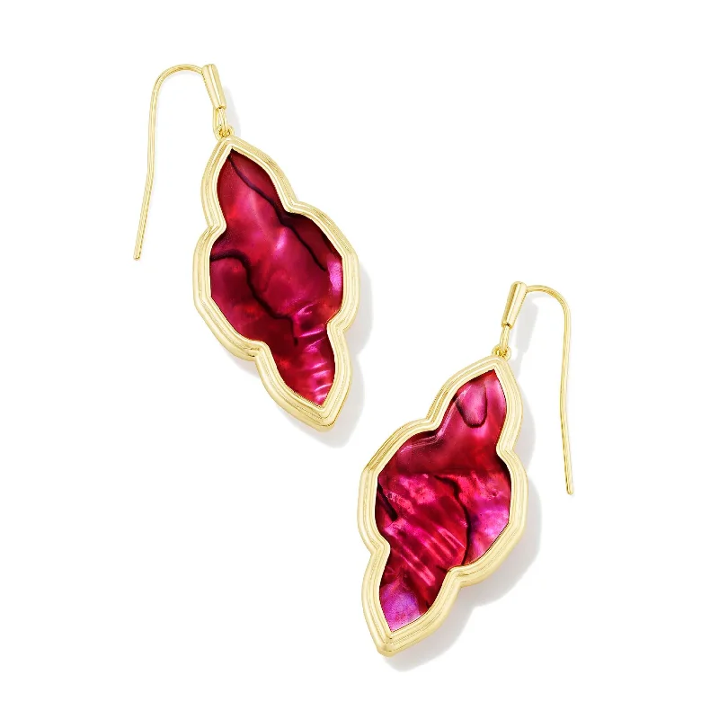 Patina bronze earrings-Kendra Scott | Framed Abbie Gold Drop Earrings in Light Burgundy Illusion