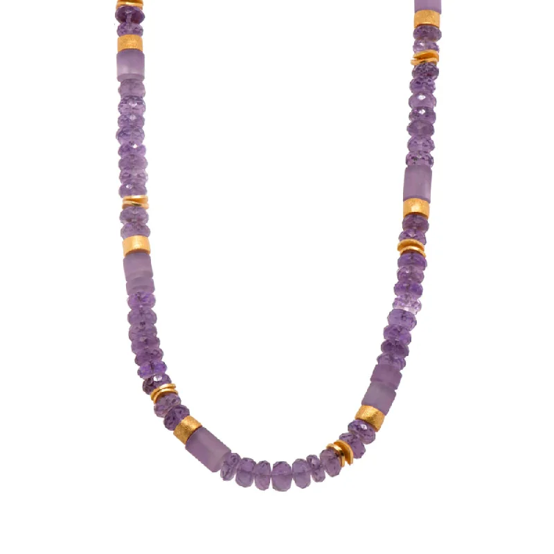 Raised bar necklaces-Joyla Amethyst Adjustable Necklace