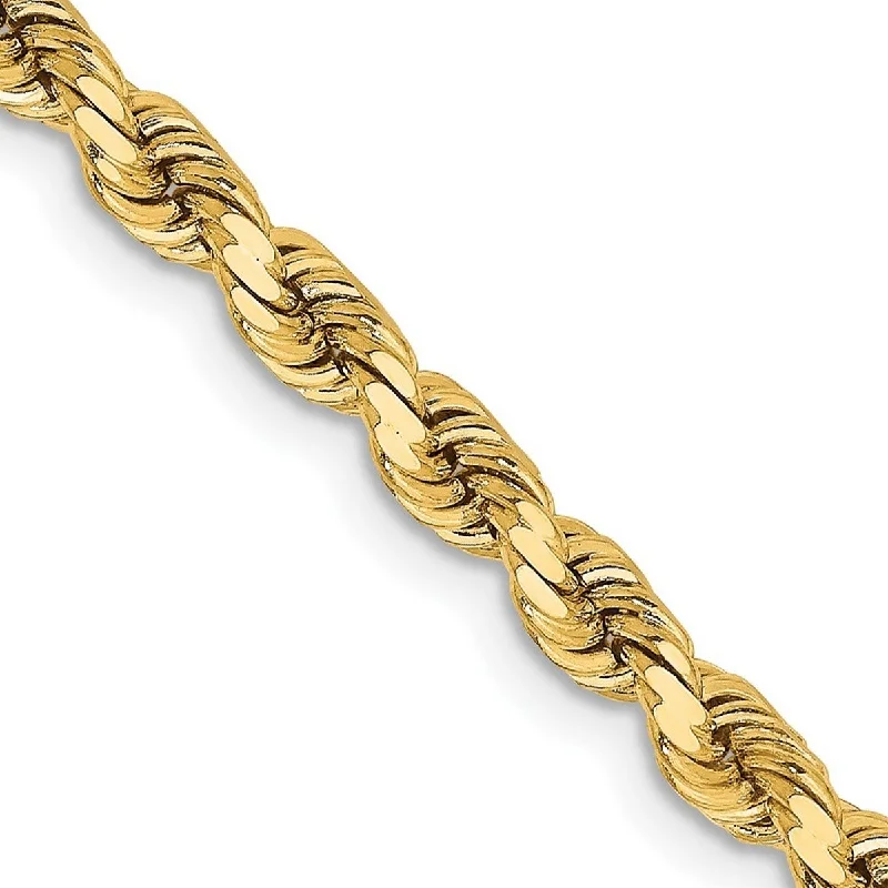 Open frame bangles-Curata 14k Gold 3.75mm Sparkle Cut Rope Chain Bracelet