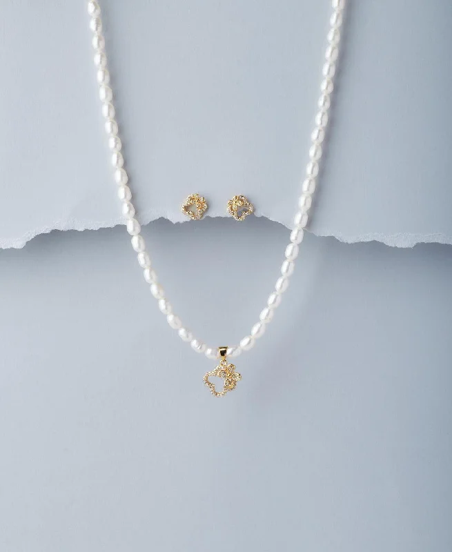 Multi-birthstone necklaces-Pretty Real Pearl Necklace Set