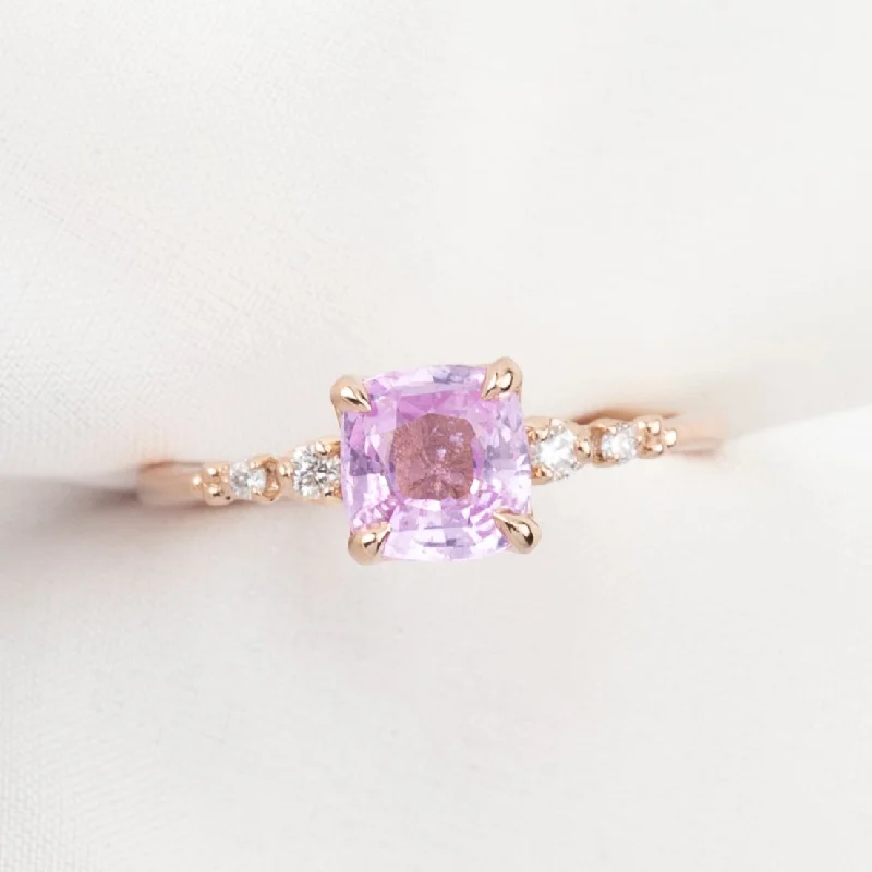 Silk edge engagement rings-Estel Fleur Ring 1.29ct Pink Sapphire, 14k Rose Gold (One of a kind)