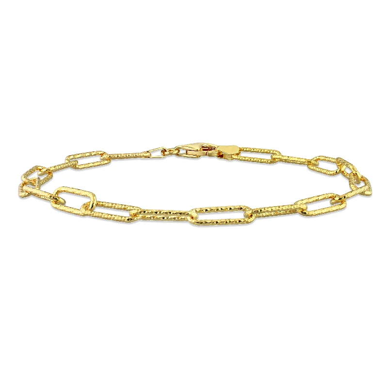 Ruby bead bangles-Miadora 18kt Yellow Gold Plated Sterling Silver Paperclip Men's Bracelet