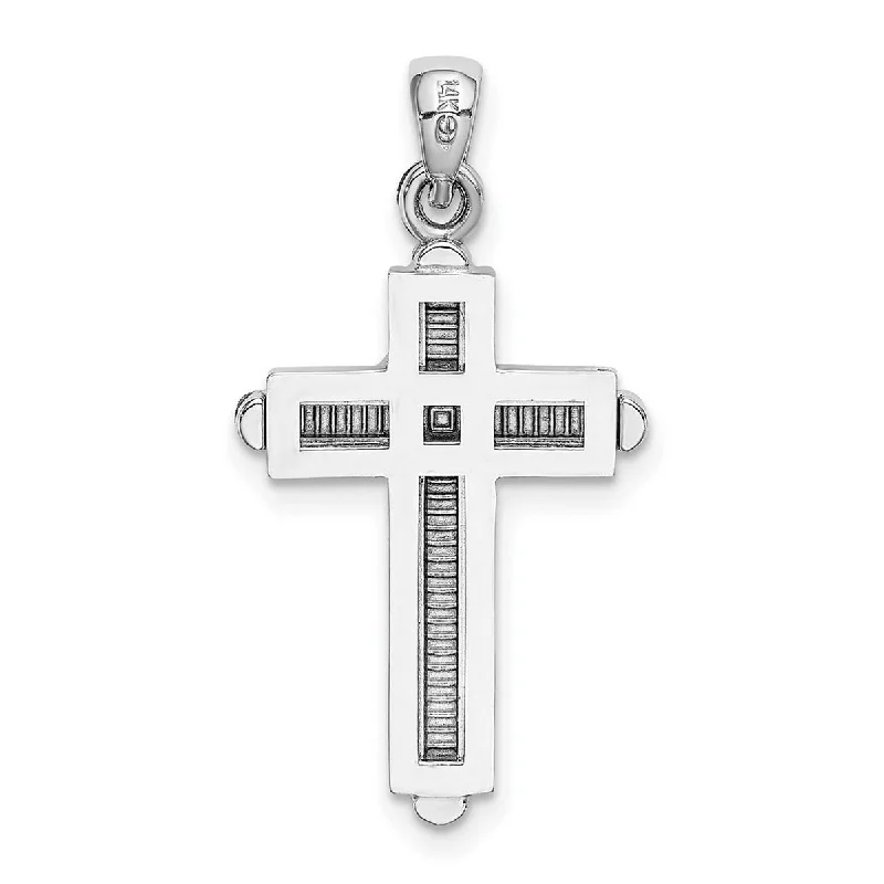 Tide pattern necklaces-Curata 14k White Gold 18" Beveled Stick Framed Cross Necklace - 18x29mm