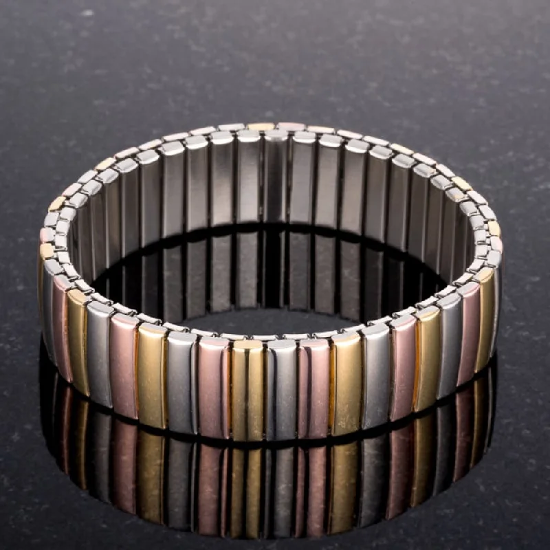 Silk wrap bangles-Tritone 14Mm Stainless Steel Stretch Bracelet - 14mm X 67mm