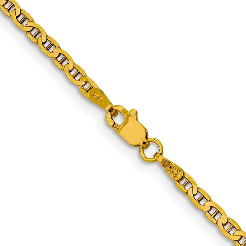 Bead charm bangles-Curata 10k Yellow Gold 10-inch 3.0mm Flat Anchor Chain Anklet Ankle Bracelet for Women