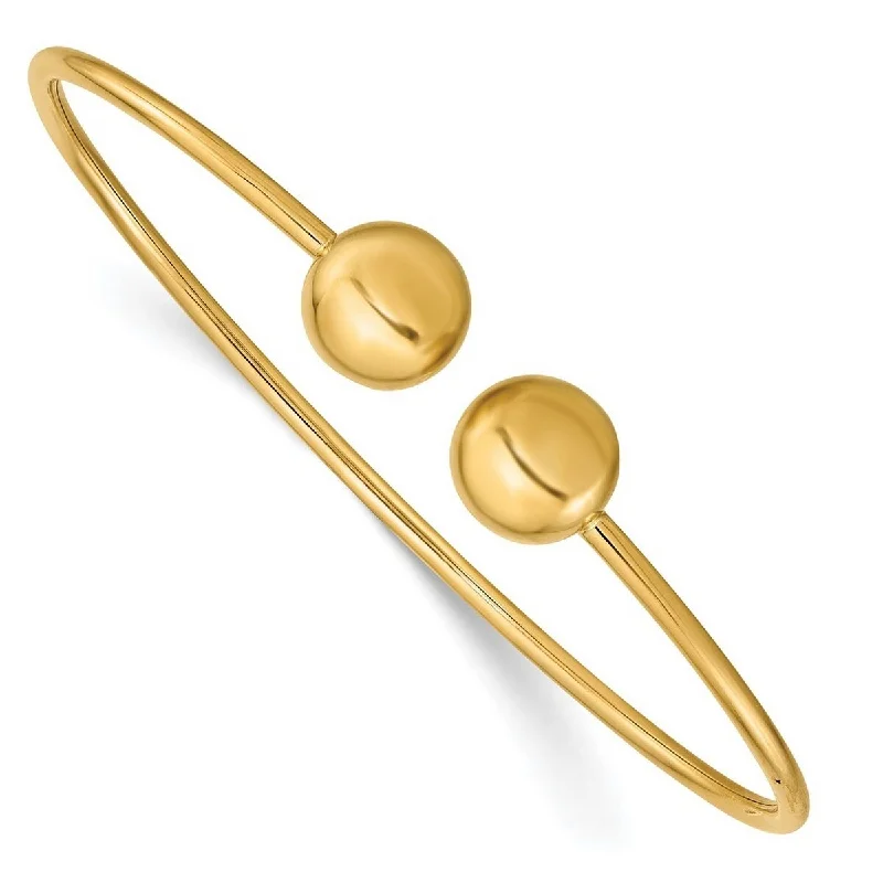 Vintage flair bangles-Curata 14k Yellow Gold Polished Flexible Cuff Stackable Bangle Bracelet