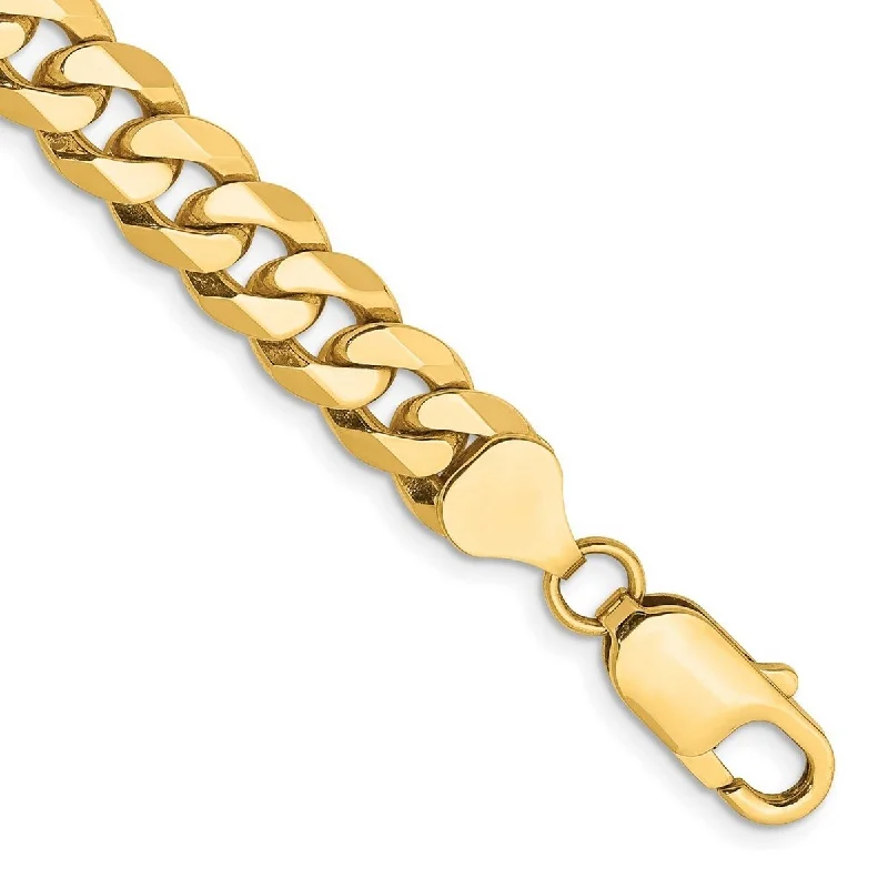 Chunky stone bangles-Curata 10k Yellow Gold 8mm Flat Beveled Curb Chain Bracelet