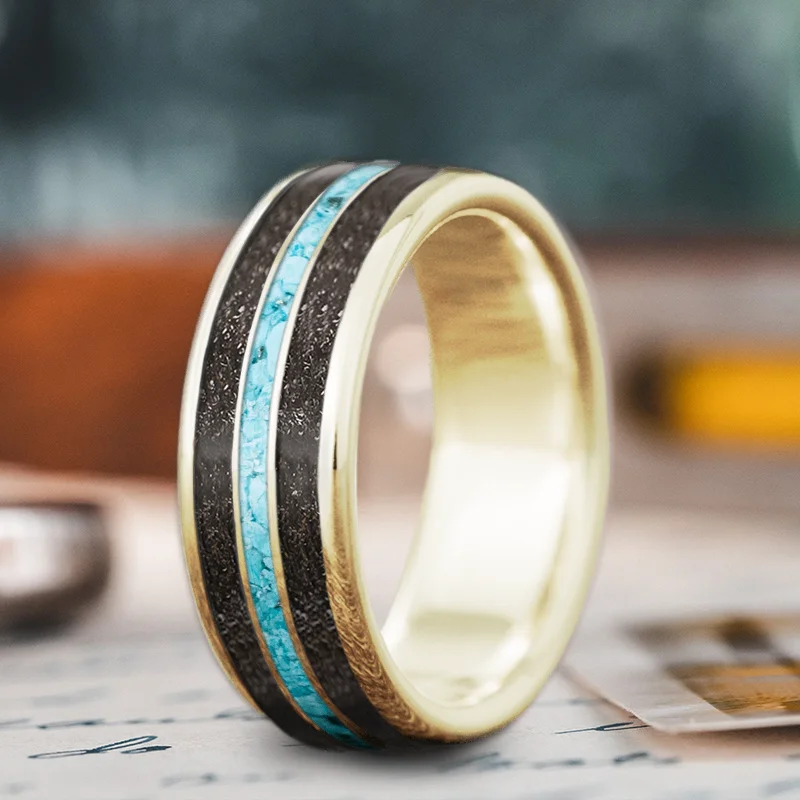 Woven cord rings-Custom Design - 3-Inlay Narrow Center Ring Osz6z6erUiJsHoZmzPnS0E2P