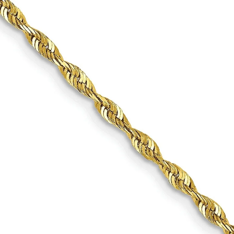 Tiny dot bangles-Curata 10k Yellow Gold 10" 2.0mm Diamond Cut Extra Lite Rope Chain Ankle Bracelet Anklet