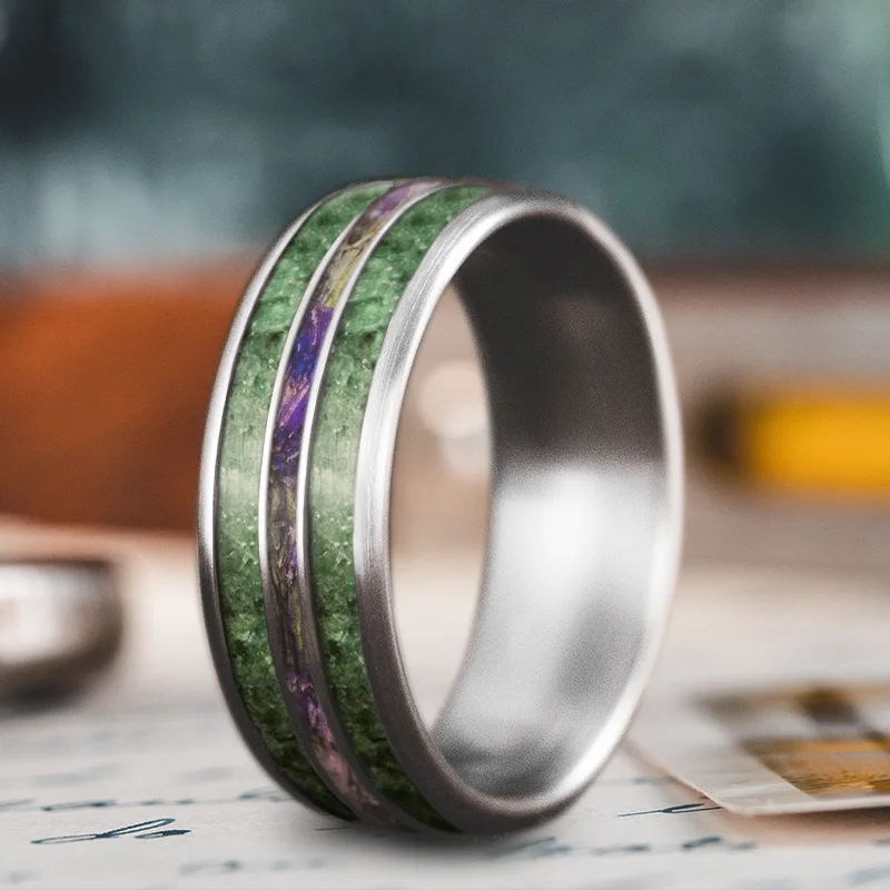 Coiled cord rings-Custom Design - 3-Inlay Narrow Center Ring AWrL1C-KSoO0soPzQWV6uXSS