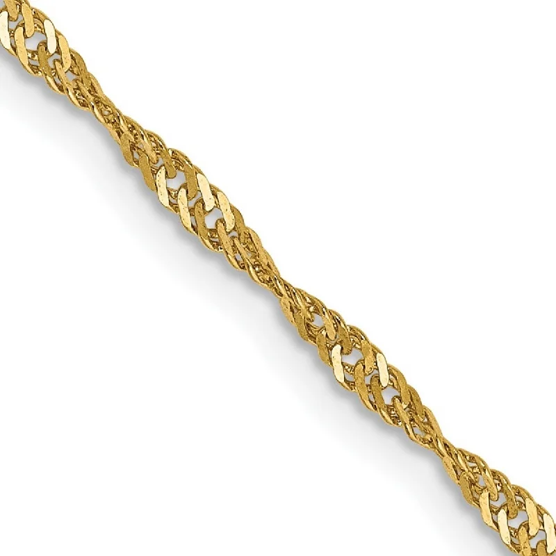 Coiled cord bangles-Curata 14k Yellow Gold Solid 2.25mm Singapore Chain Ankle Bracelet (Lobster-claw)