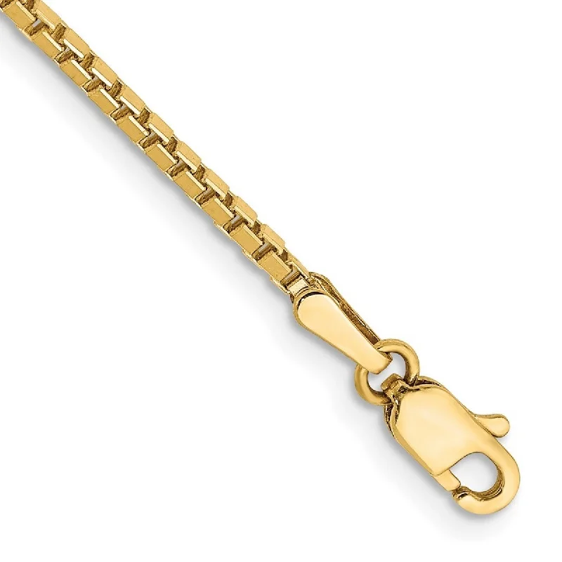 Open frame bangles-Curata 14k Yellow Gold Polished 1.5mm Box Chain Bracelet 7 Inch Lobster Claw