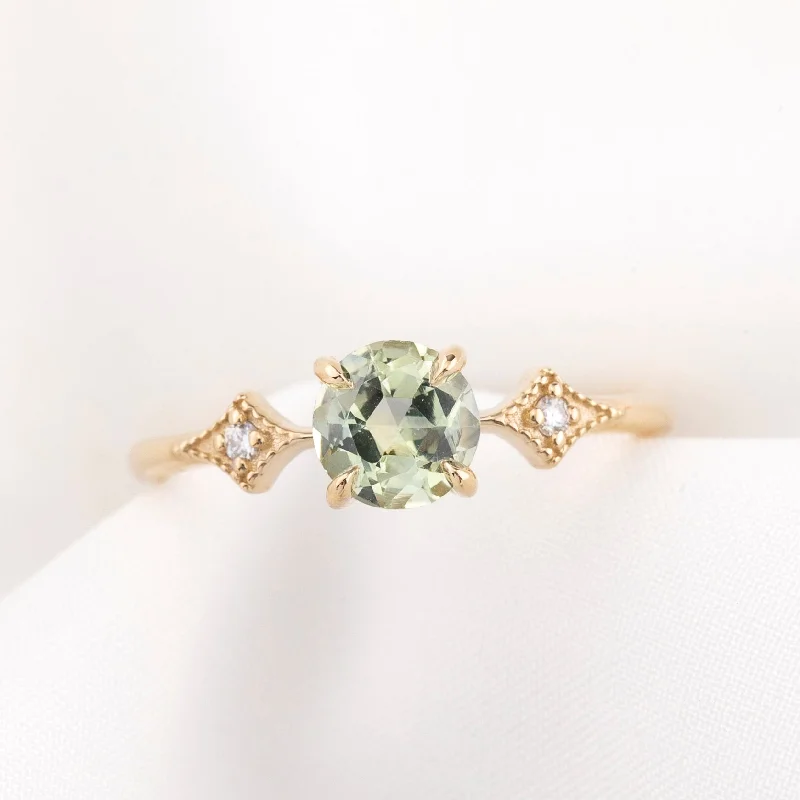 Topaz stone engagement rings-Charlene Ring 0.91ct Mint Green Montana Sapphire, 14k Yellow Gold (One of a kind)