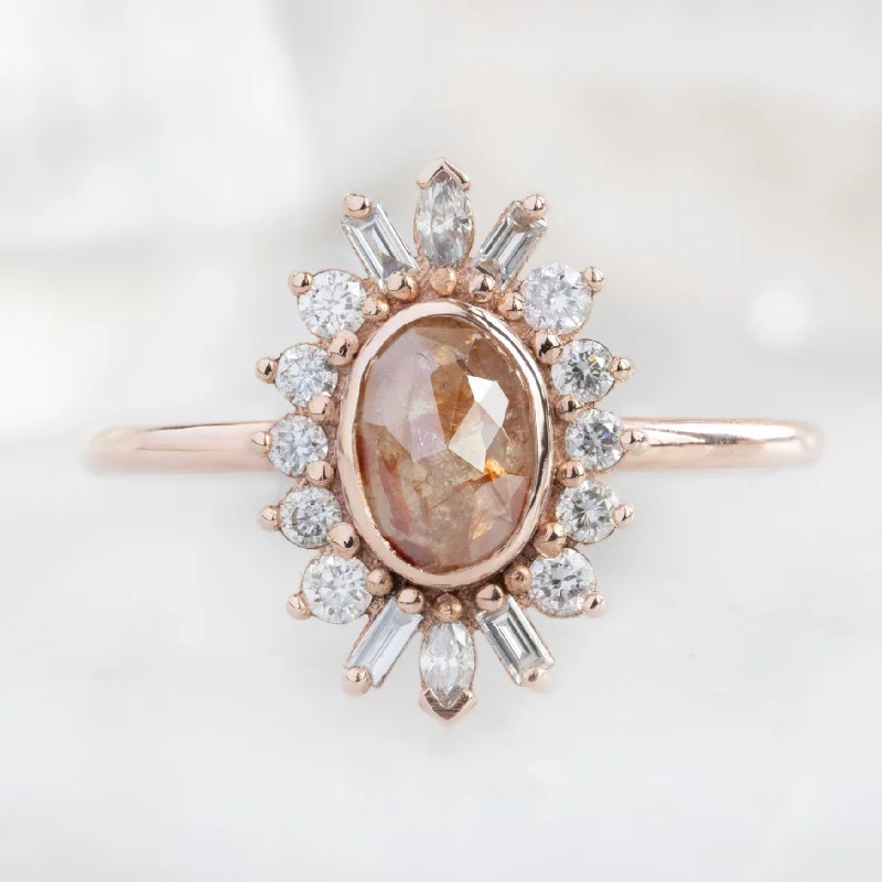 Birthstone engagement rings-The Camellia Ring | 0.42ct Oval Red Diamond in 14K Rose Gold