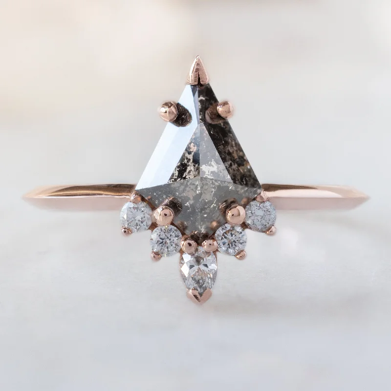 Textured gold engagement rings-The Aster Ring | 1.14ct Kite Black Diamond in 14K Rose Gold