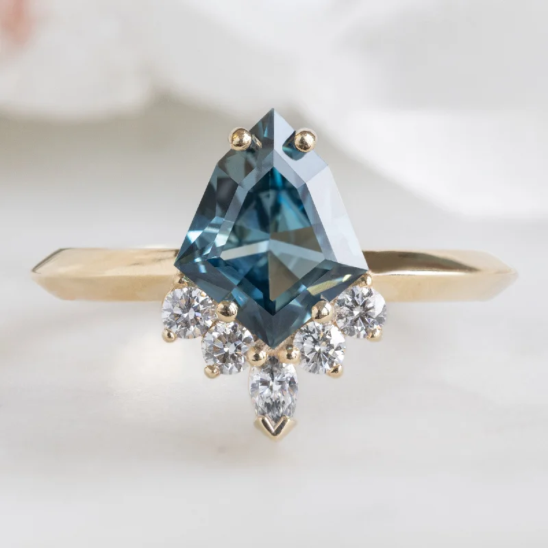 Infinity band engagement rings-The Aster Ring | 1.28ct Kite Blue Sapphire in 14K Yellow Gold