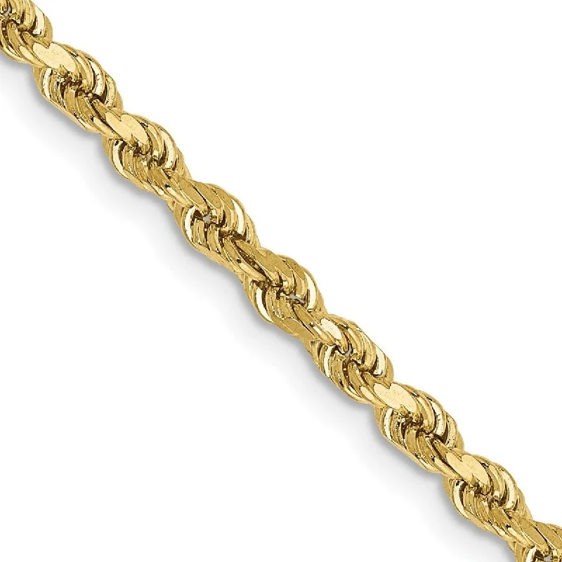 Shiny modern bangles-Curata 10k Yellow Gold 8" Solid 2.75mm Sparkle Cut Rope Chain Bracelet