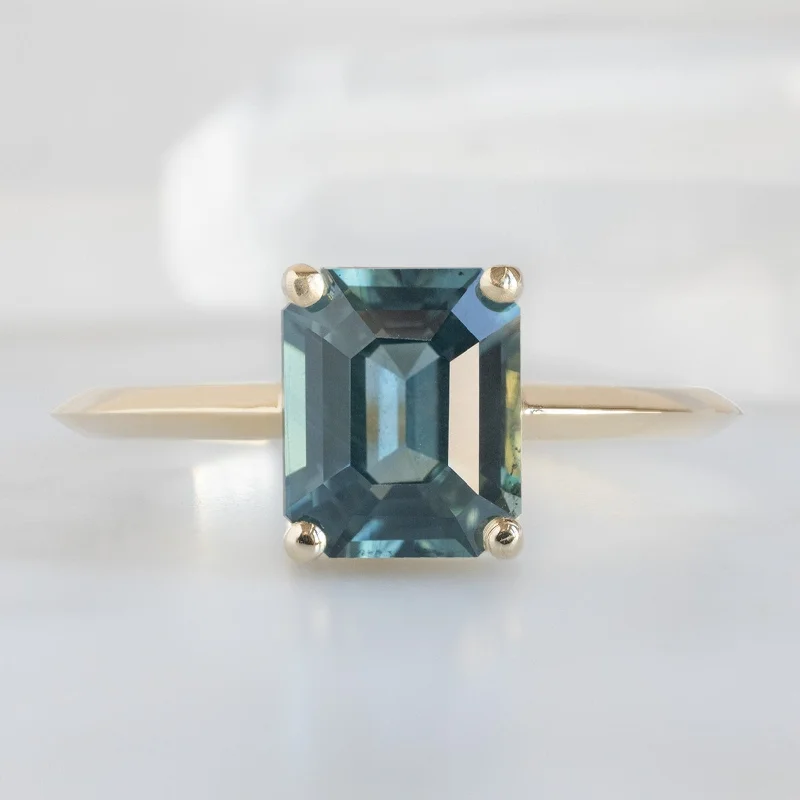 Rose gold engagement rings-The Bryn Ring | 1.78ct Emerald Cut Sapphire in 14K Yellow Gold