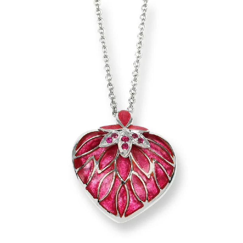 Onyx drop necklaces-Nicole Barr Red Plique-A-Jour Heart Necklace