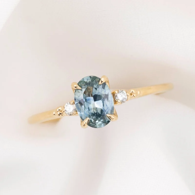 Wide geometric engagement rings-Estel Ring 0.99ct Light Blue Montana Sapphire, 14k Yellow Gold (One of a kind)