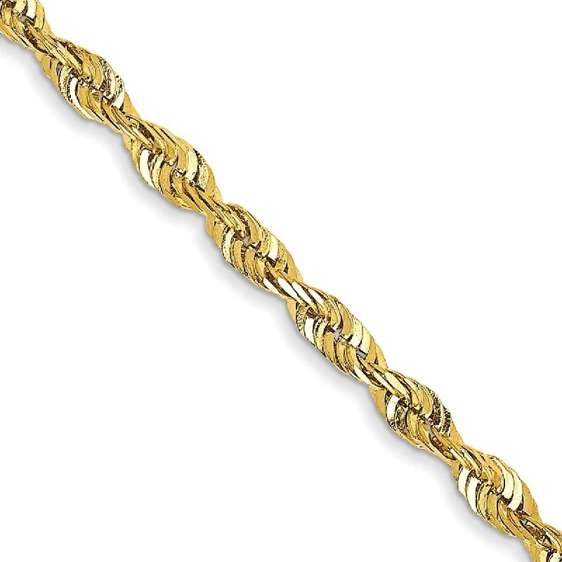 Chunky cuff bangles-Curata 10k Yellow Gold 2.25mm Sparkle Cut Extra Lite Rope Chain Bracelet