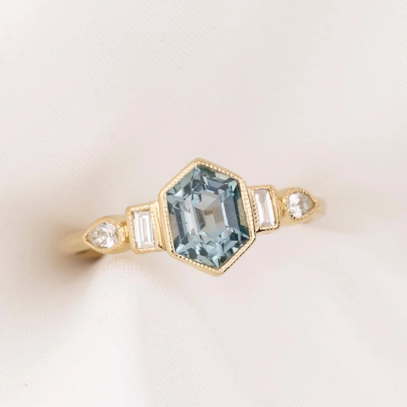 Handcrafted engagement rings-Edith Ring 1.42ct Light Blue Montana Sapphire, 14k Yellow Gold (One of a kind)