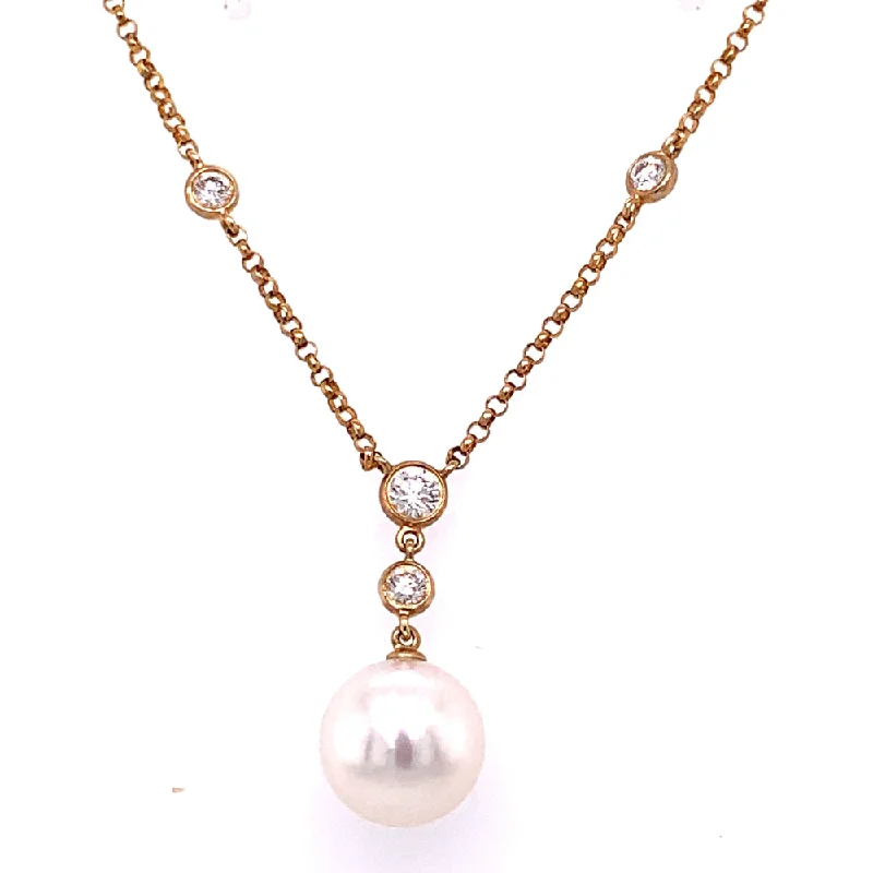 Bright druzy necklaces-14k Pearl & Diamond Pendant Necklace