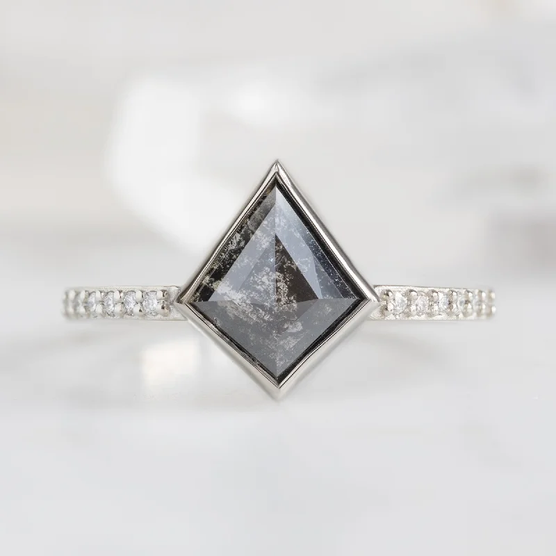 Dual-tone engagement rings-The Willow Ring | 1.19ct Kite Black Diamond in 14K White Gold