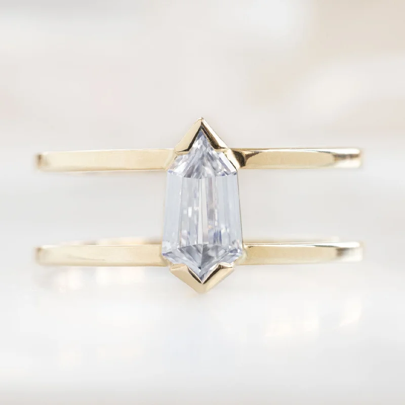 Oval cut engagement rings-The Poppy Ring | 0.69ct Geometric White Diamond in 14K Yellow Gold