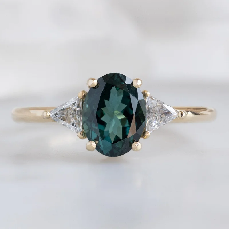 Oval diamond engagement rings-The Jade Ring | 1.49ct Oval Cut Tourmaline in 14K Yellow Gold