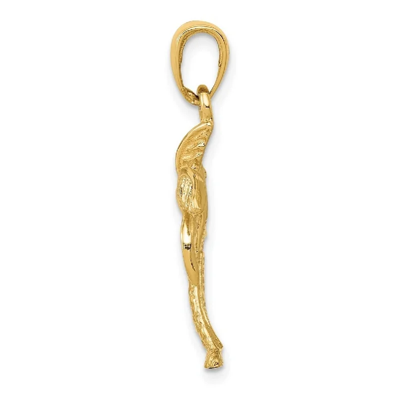 Rose flower necklaces-Curata 14k Yellow Gold 18" Solid Concave Polished Palm Tree Pendant Necklace - 28.1x16.1mm