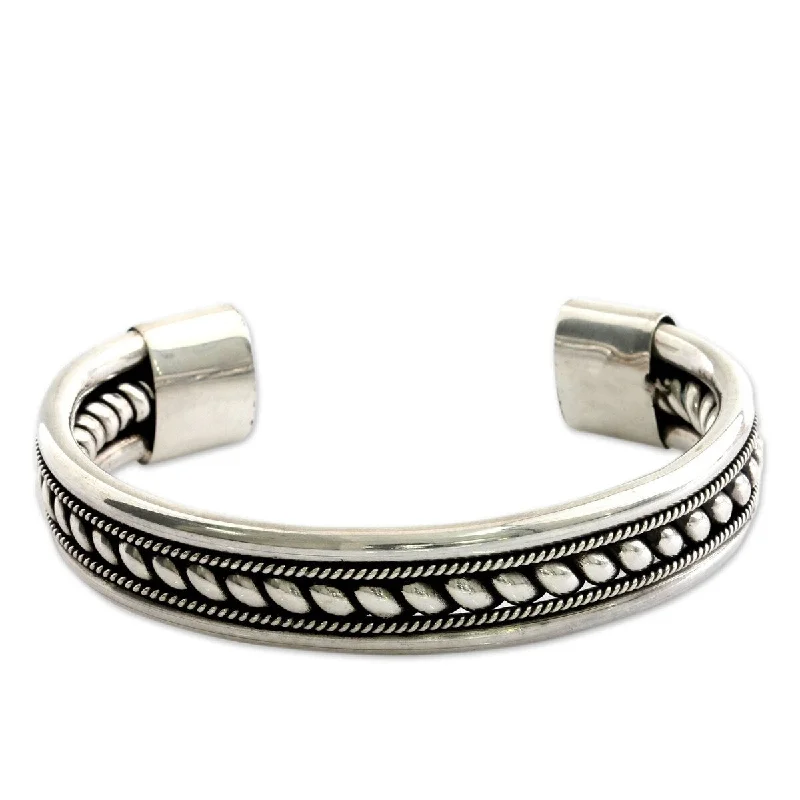 Full crescent bangles-NOVICA Strength of Celuk, Sterling silver cuff bracelet