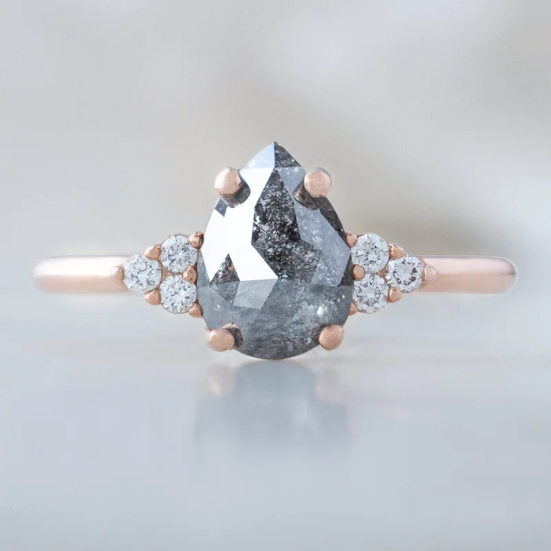 Dual-tone engagement rings-The Ivy Ring | 1.11ct Rose Cut Grey Diamond in 14K Rose Gold