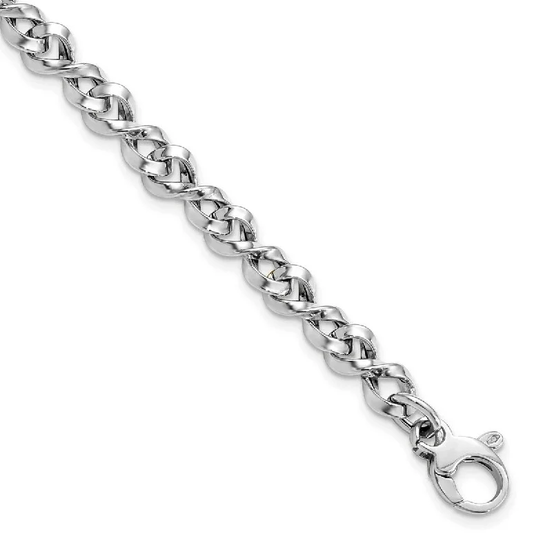 Full crescent bangles-Curata 14k White Gold Polished Fancy Twisted Link Bracelet 7.5 Inch