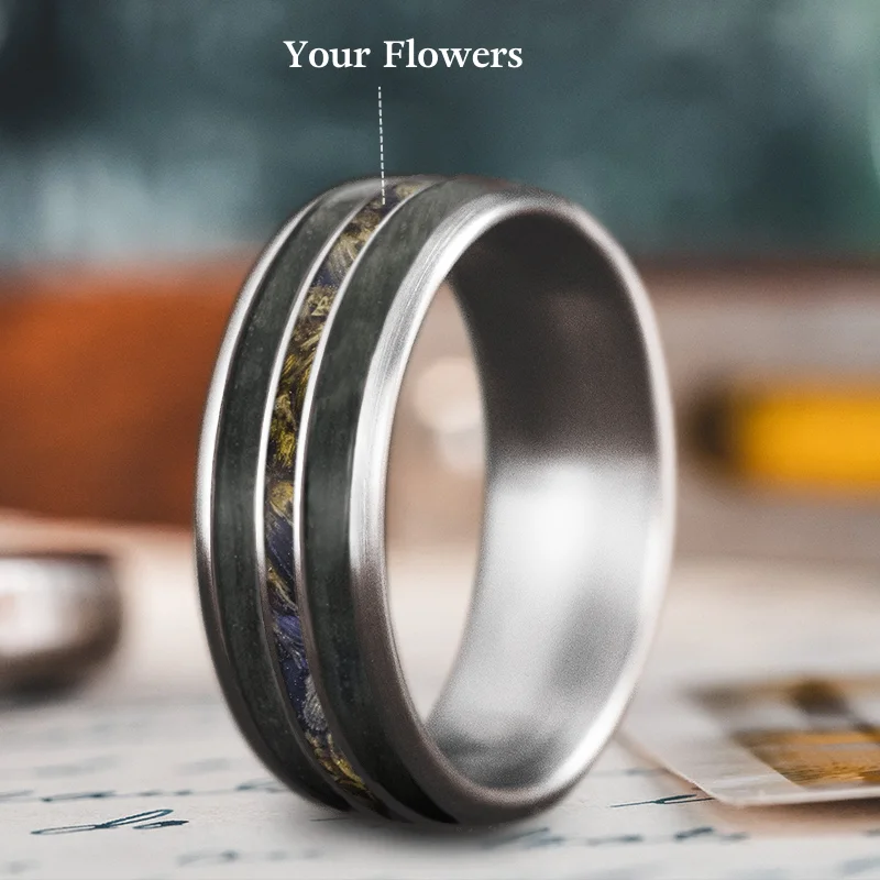 Fine texture rings-Custom Design - 3-Inlay Narrow Center Ring Kk51BQ9OmUOS_tTv7upBTqS6