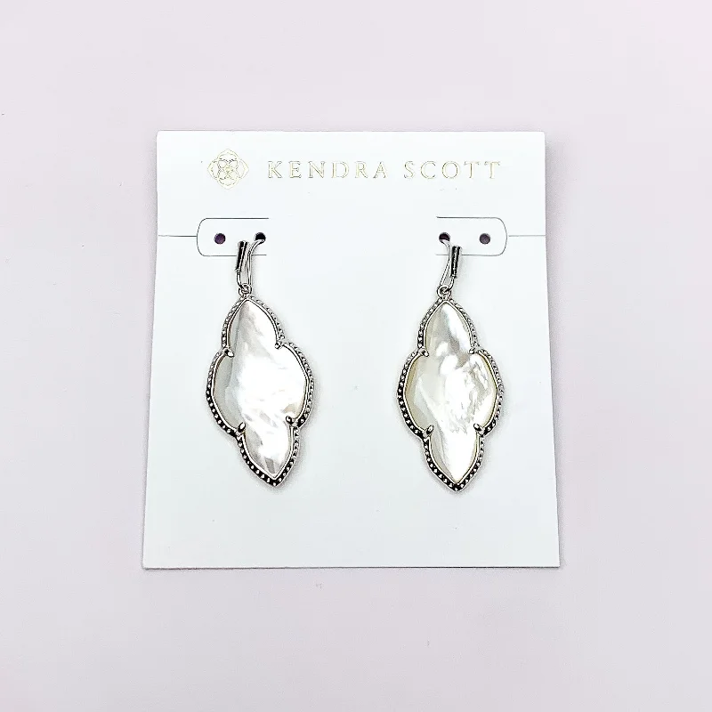 Braided cord earrings-Kendra Scott | Abbie Silver Drop Earrings in Ivory Mother of Pearl