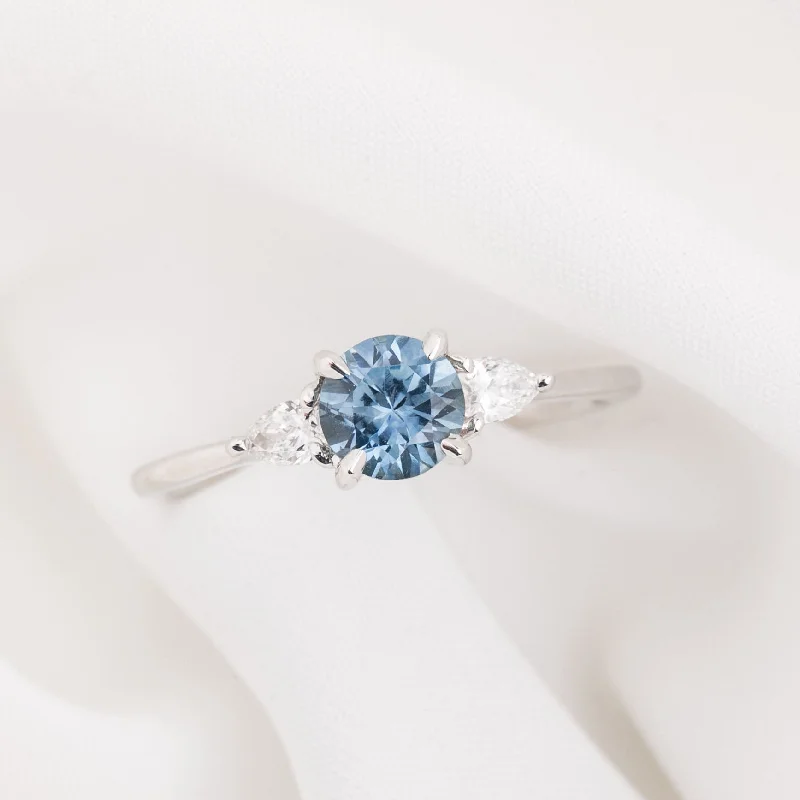 Radiant star engagement rings-Olivia Ring 0.90ct Blue Montana Sapphire, 14k white gold (One of a kind)