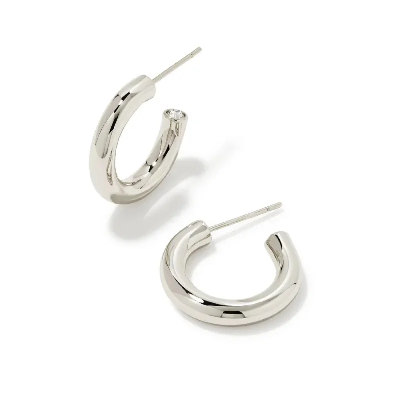 Curved design earrings-Kendra Scott | Colette Huggie Earrings in Silver