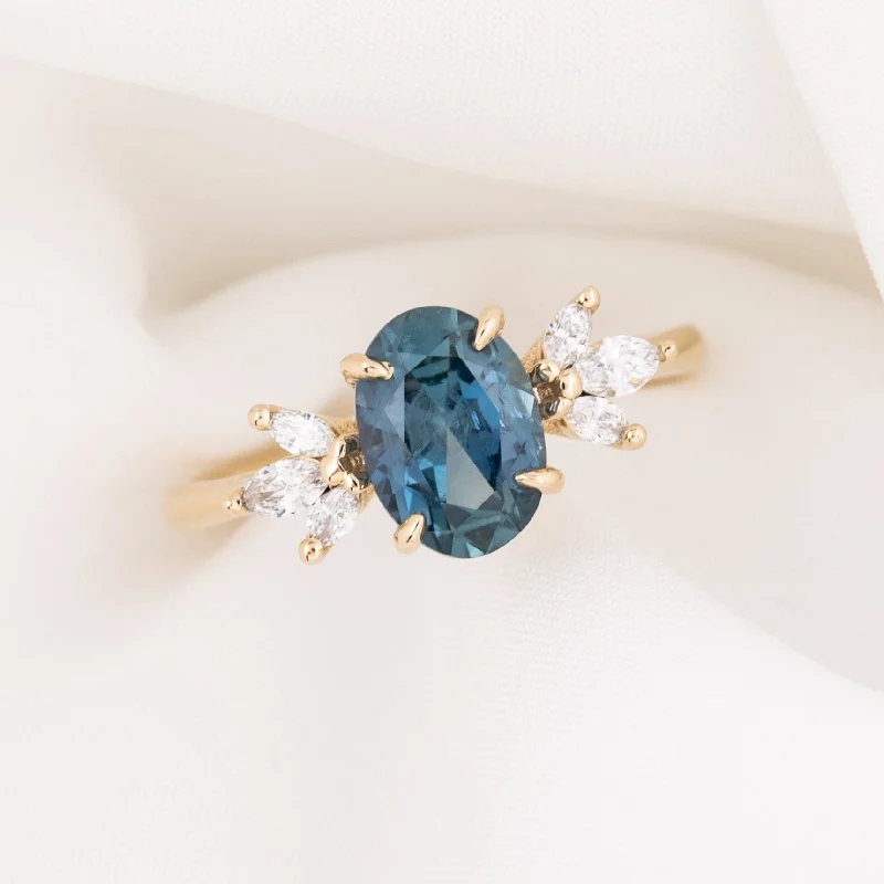 Topaz stone engagement rings-Nova Ring, GIA certified unheated 2.02ct Blue Montana Sapphire, 14k Yellow Gold (One of a kind)