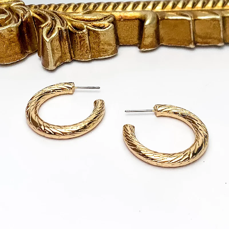 Dual-tone earrings-Gold Tone Small Twisted Hoop Earrings